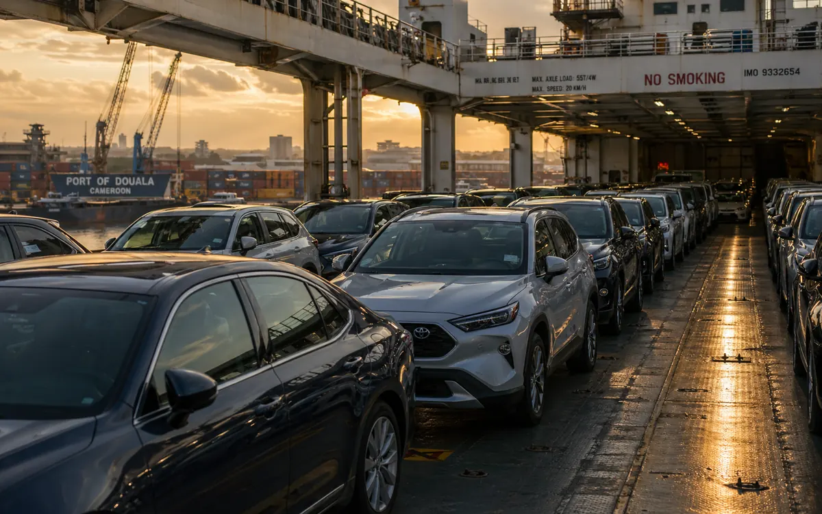 进口场地排列的汽车