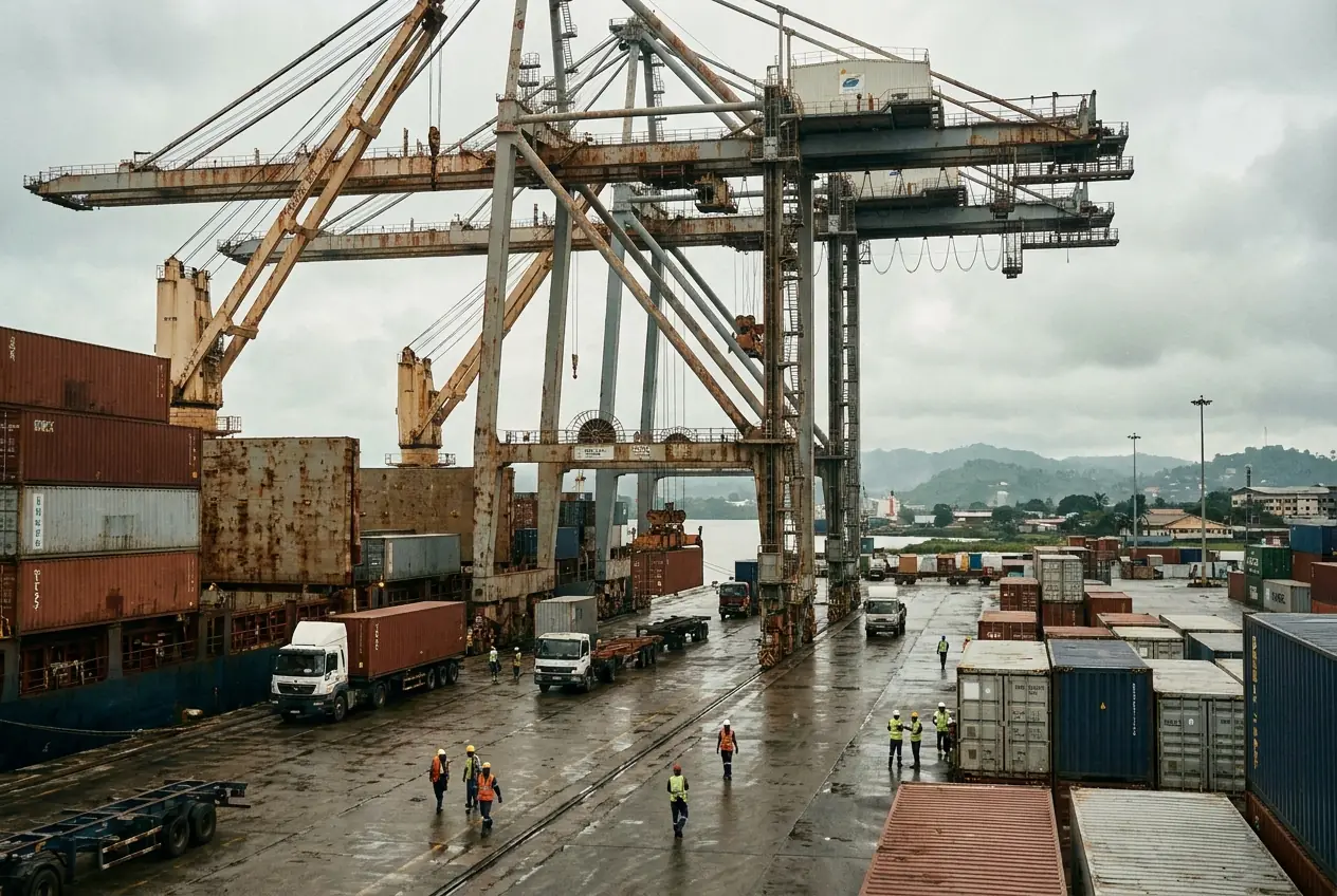 Navire cargo à quai en zone CEMAC
