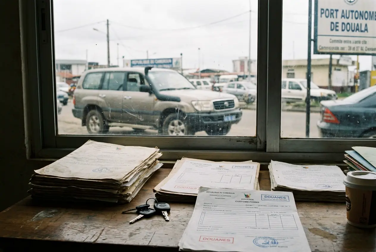 Dossier d'importation de vehicule sur un bureau