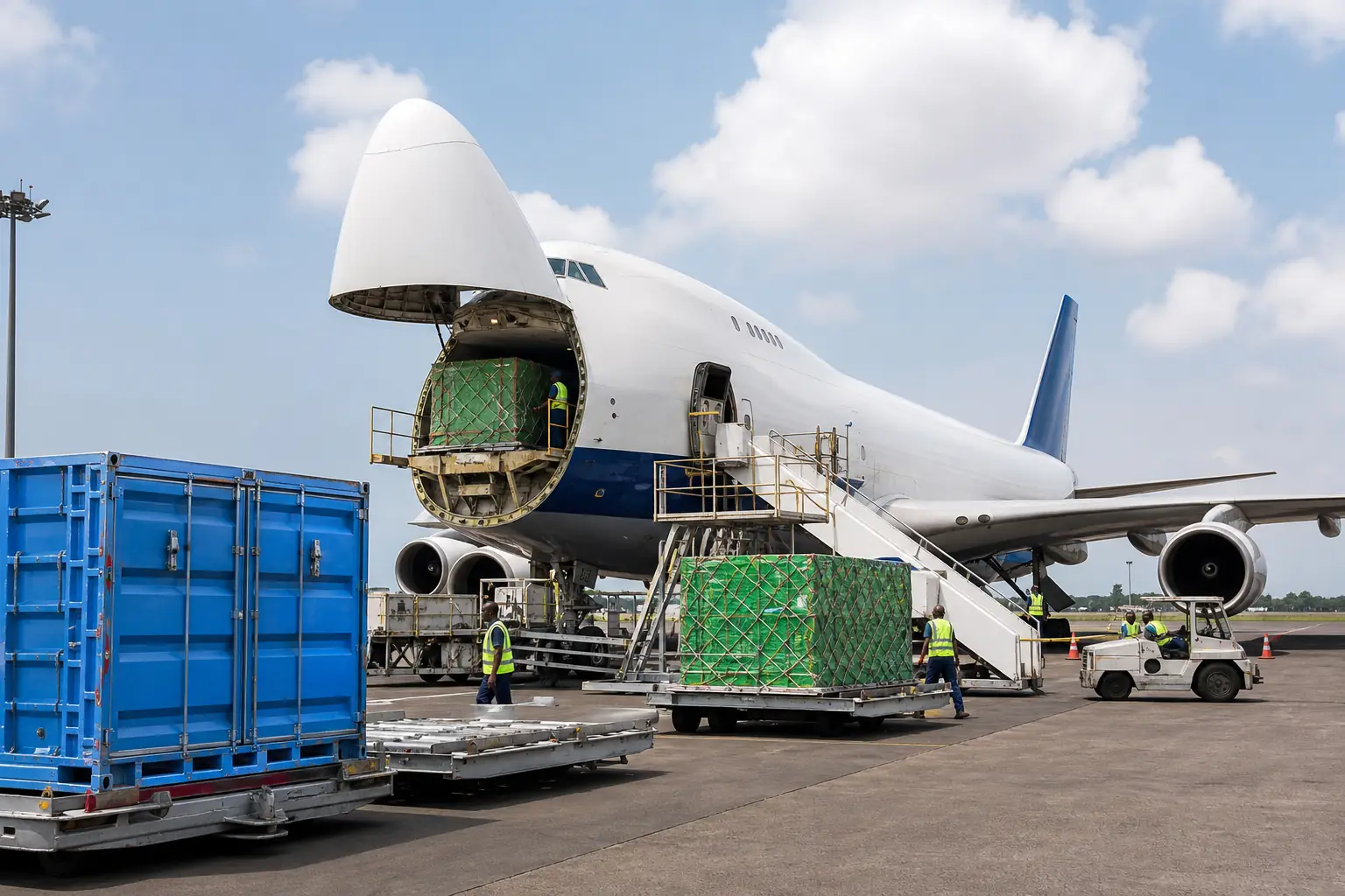 Avion cargo et consolidation de fret aérien sur tarmac