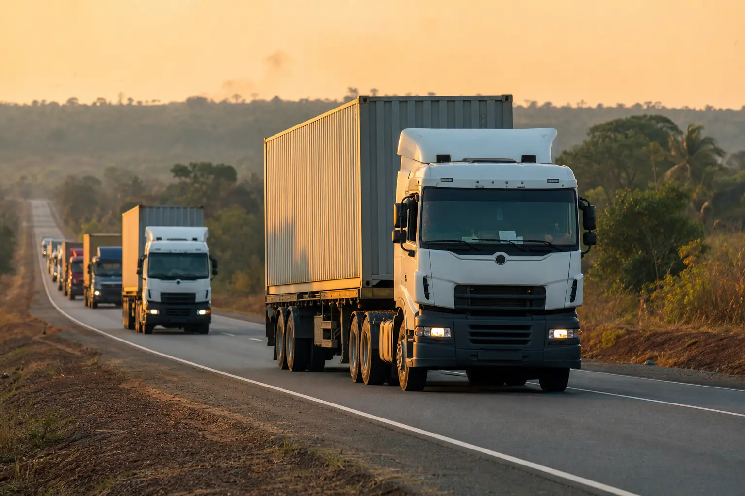 Camion de fret sur corridor logistique en Afrique centrale